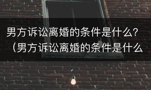 男方诉讼离婚的条件是什么？（男方诉讼离婚的条件是什么样的）