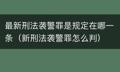 最新刑法袭警罪是规定在哪一条（新刑法袭警罪怎么判）