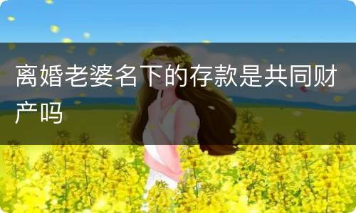 离婚老婆名下的存款是共同财产吗