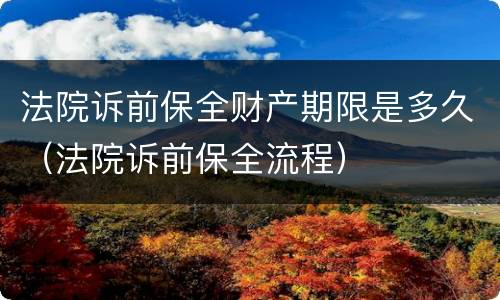 法院诉前保全财产期限是多久（法院诉前保全流程）