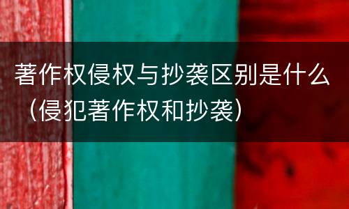 著作权侵权与抄袭区别是什么（侵犯著作权和抄袭）