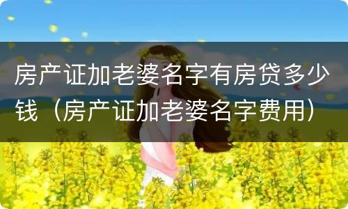 房产证加老婆名字有房贷多少钱（房产证加老婆名字费用）