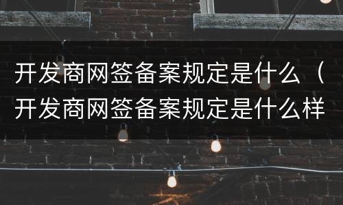 开发商网签备案规定是什么（开发商网签备案规定是什么样的）