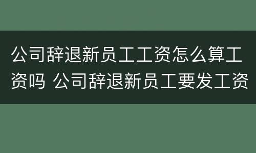 公司辞退新员工工资怎么算工资吗 公司辞退新员工要发工资吗