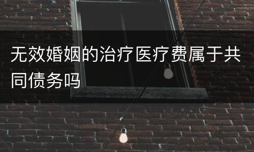 无效婚姻的治疗医疗费属于共同债务吗