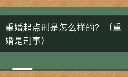 重婚起点刑是怎么样的？（重婚是刑事）