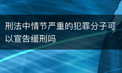 刑法中情节严重的犯罪分子可以宣告缓刑吗
