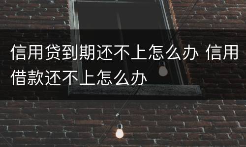 信用贷到期还不上怎么办 信用借款还不上怎么办