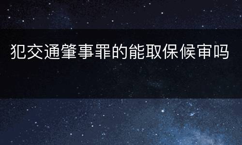 犯交通肇事罪的能取保候审吗
