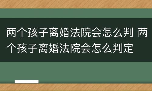 两个孩子离婚法院会怎么判 两个孩子离婚法院会怎么判定