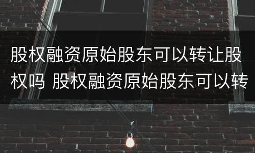 股权融资原始股东可以转让股权吗 股权融资原始股东可以转让股权吗为什么
