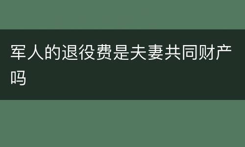 军人的退役费是夫妻共同财产吗