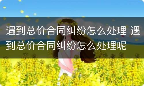 遇到总价合同纠纷怎么处理 遇到总价合同纠纷怎么处理呢