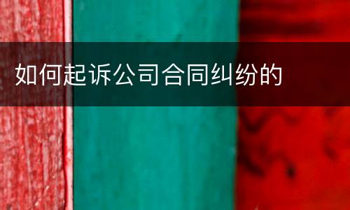 如何起诉公司合同纠纷的