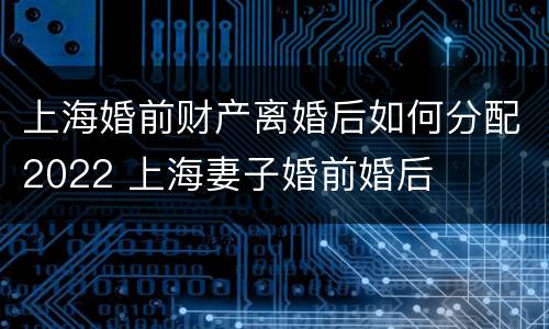 上海婚前财产离婚后如何分配2022 上海妻子婚前婚后