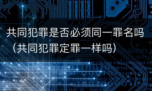 共同犯罪是否必须同一罪名吗（共同犯罪定罪一样吗）