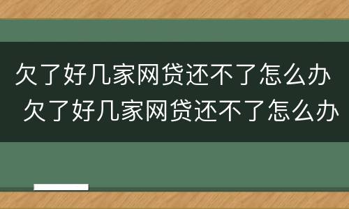 欠了好几家网贷还不了怎么办 欠了好几家网贷还不了怎么办呢