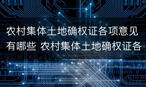 农村集体土地确权证各项意见有哪些 农村集体土地确权证各项意见有哪些内容