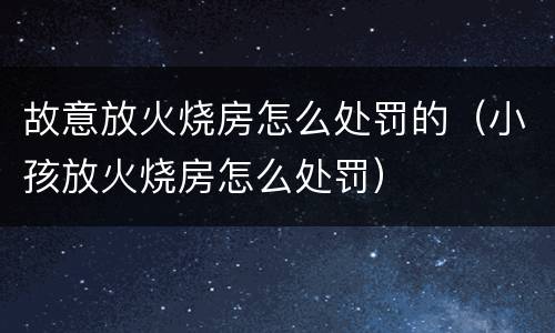 故意放火烧房怎么处罚的（小孩放火烧房怎么处罚）