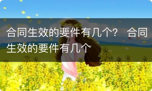 合同生效的要件有几个？ 合同生效的要件有几个