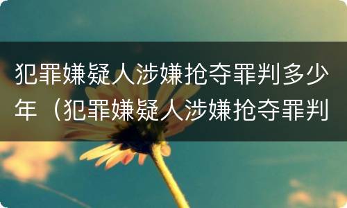 犯罪嫌疑人涉嫌抢夺罪判多少年（犯罪嫌疑人涉嫌抢夺罪判多少年以上）