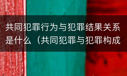共同犯罪行为与犯罪结果关系是什么（共同犯罪与犯罪构成的关系）