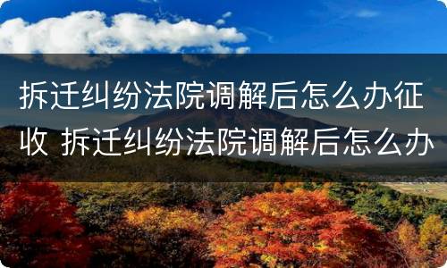 拆迁纠纷法院调解后怎么办征收 拆迁纠纷法院调解后怎么办征收房产税