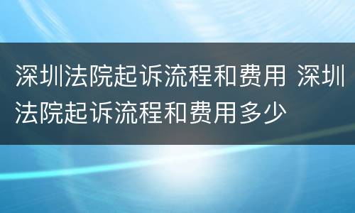 深圳法院起诉流程和费用 深圳法院起诉流程和费用多少