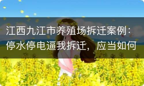 江西九江市养殖场拆迁案例：停水停电逼我拆迁，应当如何维权
