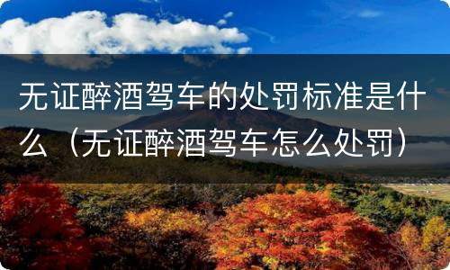 无证醉酒驾车的处罚标准是什么（无证醉酒驾车怎么处罚）