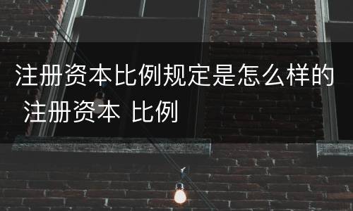注册资本比例规定是怎么样的 注册资本 比例