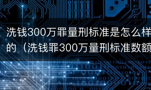 洗钱300万罪量刑标准是怎么样的（洗钱罪300万量刑标准数额）