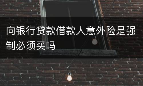 向银行贷款借款人意外险是强制必须买吗