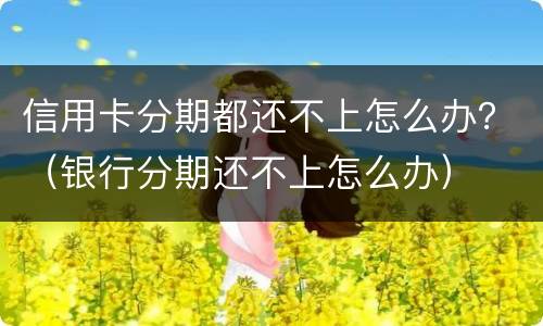 信用卡分期都还不上怎么办？（银行分期还不上怎么办）