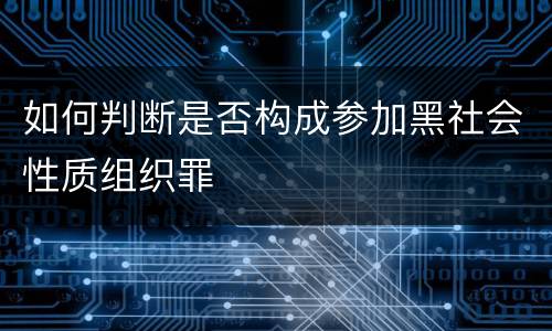 如何判断是否构成参加黑社会性质组织罪