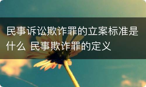 民事诉讼欺诈罪的立案标准是什么 民事欺诈罪的定义
