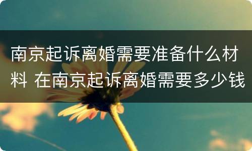 南京起诉离婚需要准备什么材料 在南京起诉离婚需要多少钱