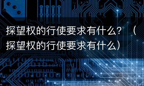 探望权的行使要求有什么？（探望权的行使要求有什么）