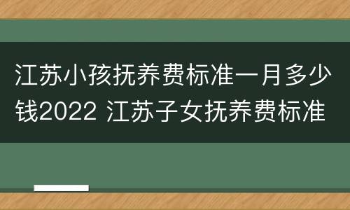 江苏小孩抚养费标准一月多少钱2022 江苏子女抚养费标准