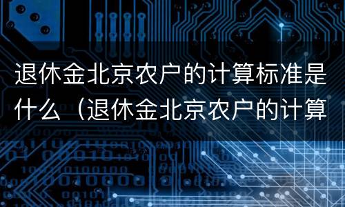 退休金北京农户的计算标准是什么（退休金北京农户的计算标准是什么呢）