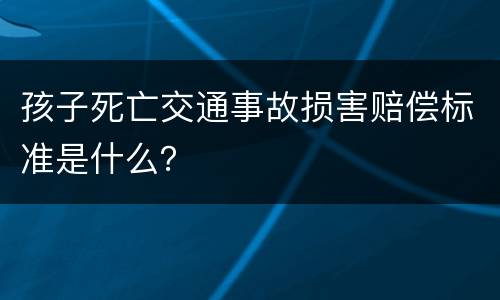 孩子死亡交通事故损害赔偿标准是什么？