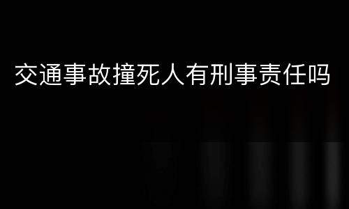 交通事故撞死人有刑事责任吗