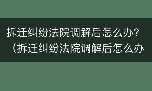 拆迁纠纷法院调解后怎么办？（拆迁纠纷法院调解后怎么办理）