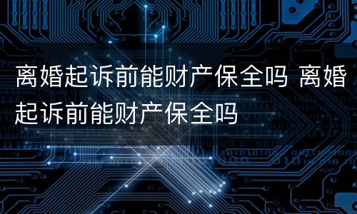 离婚起诉前能财产保全吗 离婚起诉前能财产保全吗