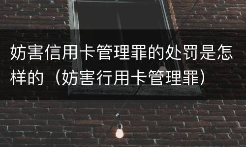 妨害信用卡管理罪的处罚是怎样的（妨害行用卡管理罪）
