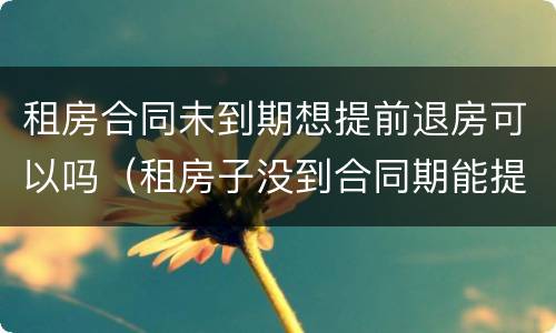 租房合同未到期想提前退房可以吗（租房子没到合同期能提前退租么?）