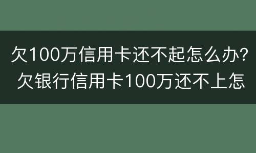 欠100万信用卡还不起怎么办？ 欠银行信用卡100万还不上怎么办