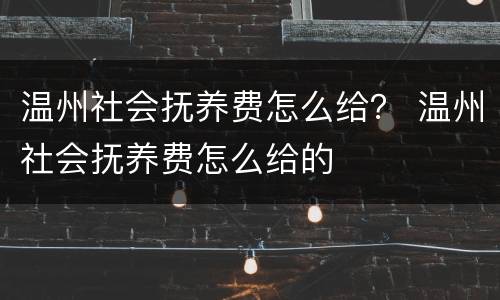 温州社会抚养费怎么给？ 温州社会抚养费怎么给的