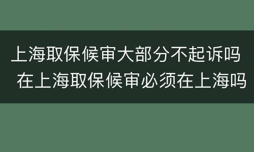 上海取保候审大部分不起诉吗 在上海取保候审必须在上海吗