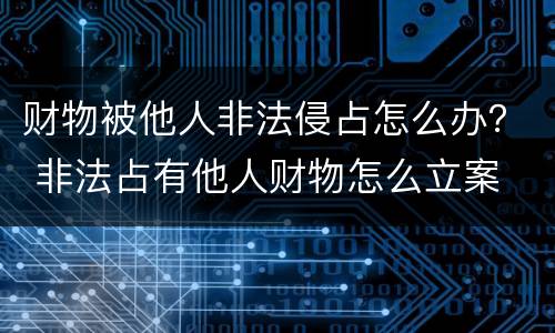 财物被他人非法侵占怎么办？ 非法占有他人财物怎么立案